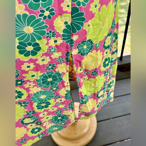 Glamorous Pink Green Yellow Size 8 Dress Floral Tie Back Square Neck Side Split - Picture 5 of 13